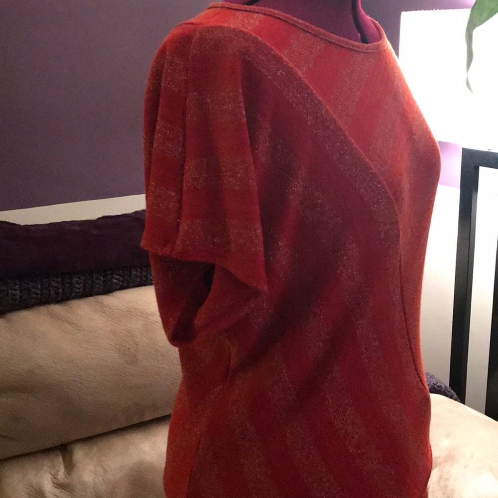 IZ Byer Orange and silver sparkly top